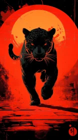 Artistic Panther in Red Sunscape