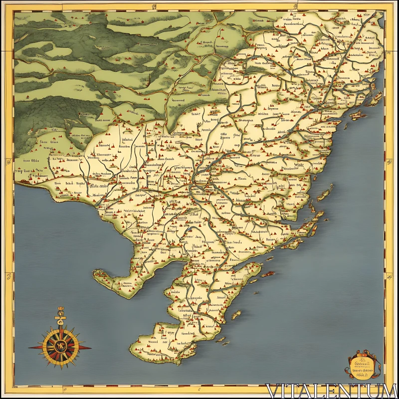 Historical Cartography Art Print AI Image