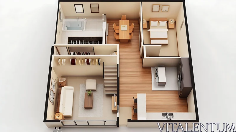 Architectural House Plan: Top-Down View AI Image