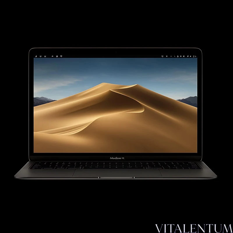 Sleek Laptop with Desert Screen Background AI Image