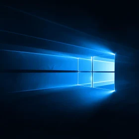 Futuristic Blue Light Window on Dark Background