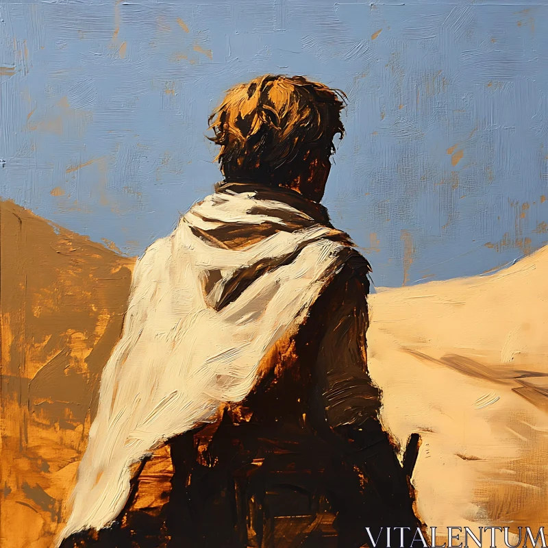 AI ART Man in Desert Landscape Painting