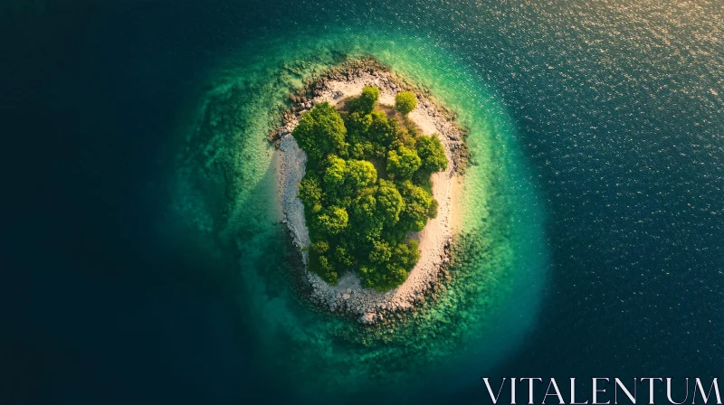 Aerial Island with Lush Greenery and Clear Waters AI Image