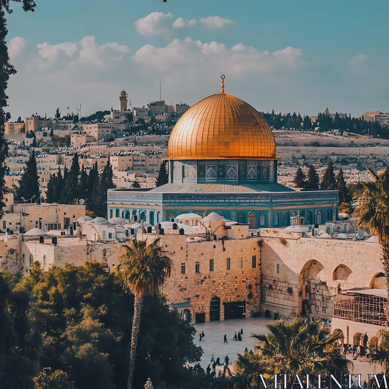 Golden Dome: A Jerusalem Skyline View AI Image