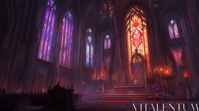 Violet and Orange Church Interior AI Image