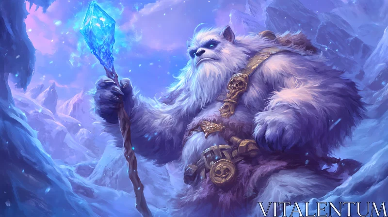 AI ART Winter Guardian with Crystal Power