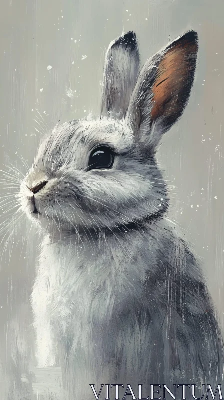 Portrait of a Gentle White Rabbit AI Image