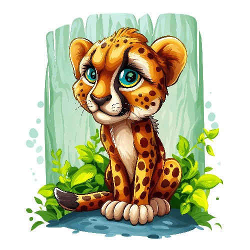 Friendly Cartoon Cheetah - Perfect for Kids' Merchandise POD Design