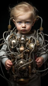 Steampunk Child: A Portrait in Liquid Metal and Biomorphic Forms