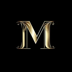 Luxury Gold Letter M with Ornate Details