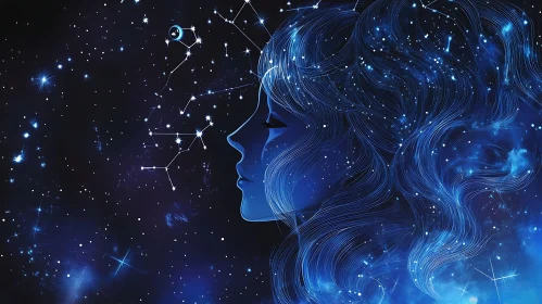Starry Woman Profile Art
