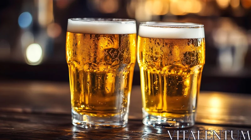 Two Beers on a Bar Counter