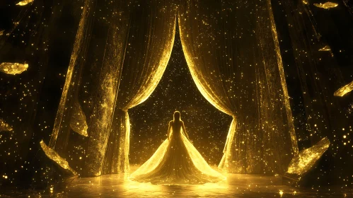 Golden Silhouette in Shimmering Light