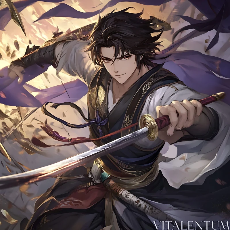 Man with Sword Anime Style