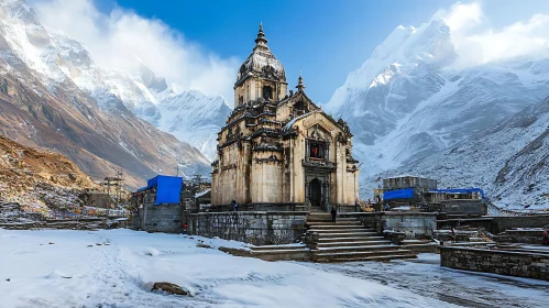 Mountain Temple Under Blue Sky