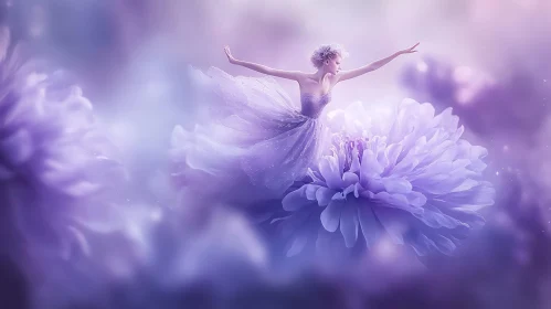 Lilac Dream: Woman on a Flower