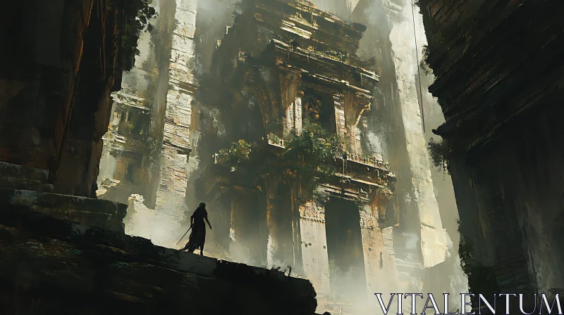 Warrior in Ancient Ruins