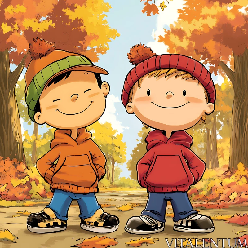 AI ART Autumn Friends Cartoon Art