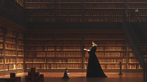 A Moment of Reading in the Library