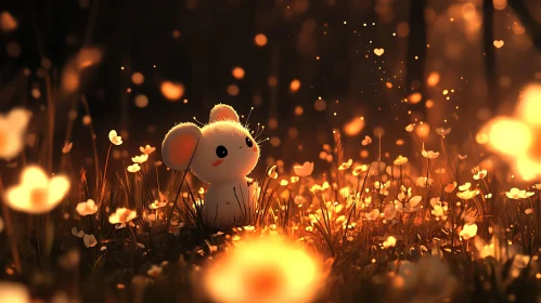 Mouse Among Glowing Flowers