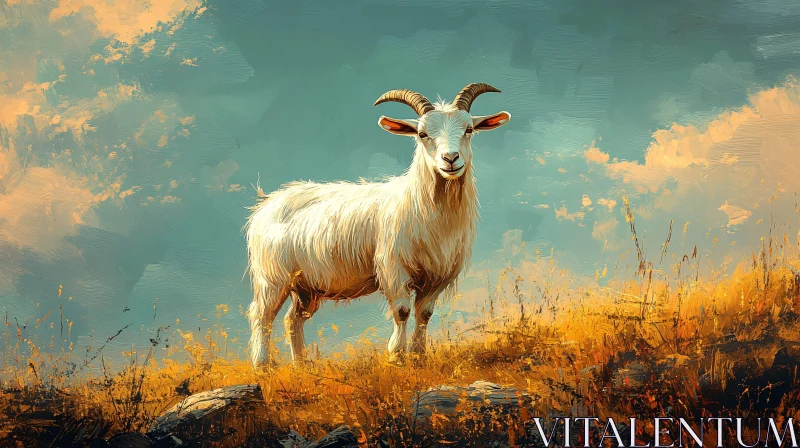Wildlife Art: Goat on a Hill