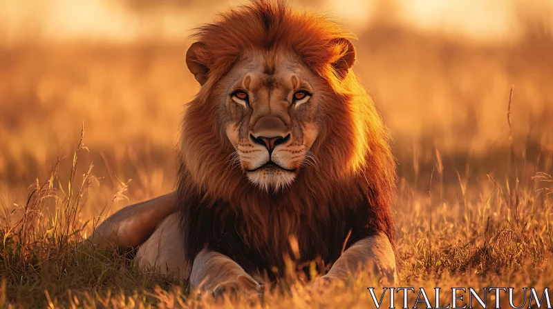 Lion in Golden Light AI Image