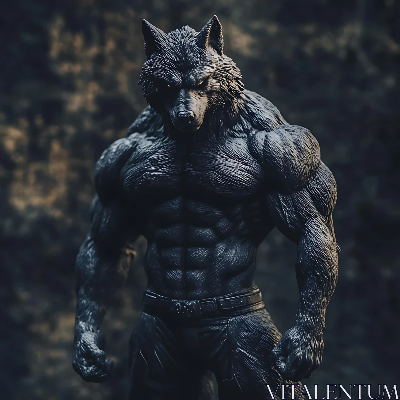 Muscular Werewolf with Glowing Eyes