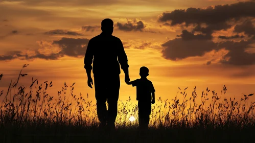 Sunset Walk: Father and Child