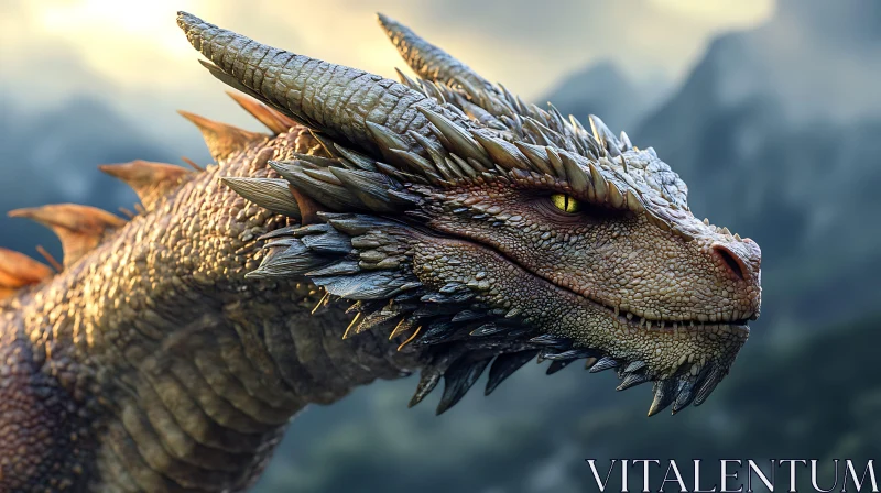 Detailed Dragon Portrait AI Image