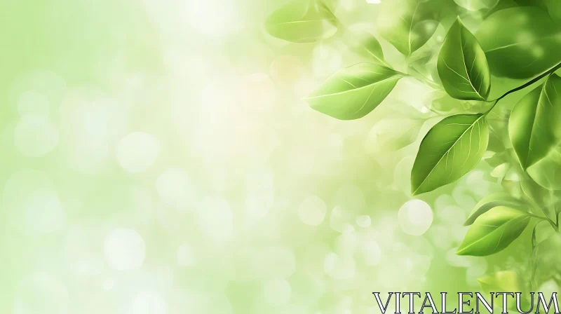 Fresh Green Leaves and Bokeh Background