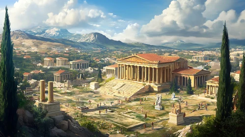 Ancient Greek City With Temples