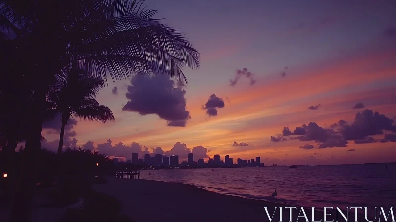 Twilight Beach Cityscape