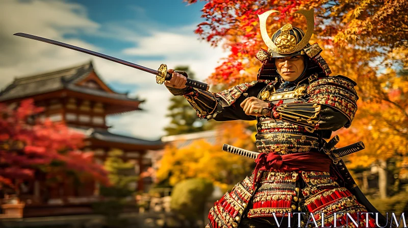 Armored Samurai with Katana AI Image
