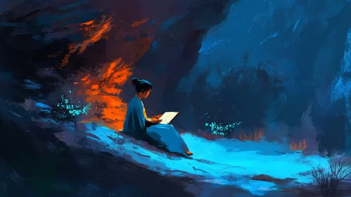 Abstract Woman Reading Art