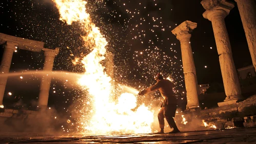 Night Firefighting in Ancient Ruins
