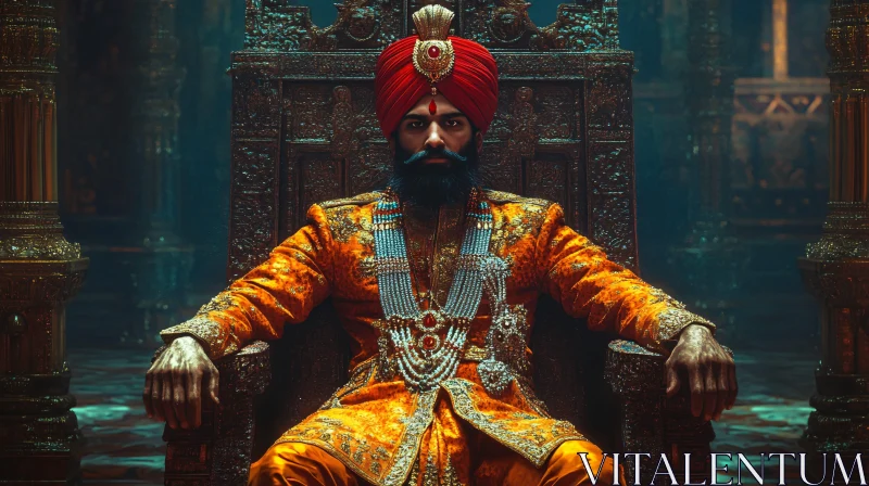 Royal Indian Man Sitting on Throne