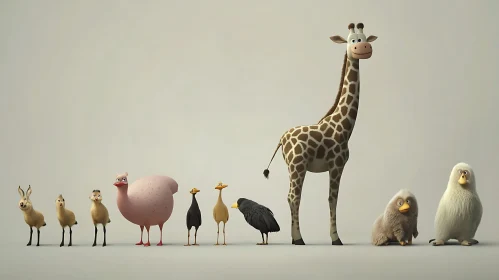 Playful Cartoon Animal Lineup