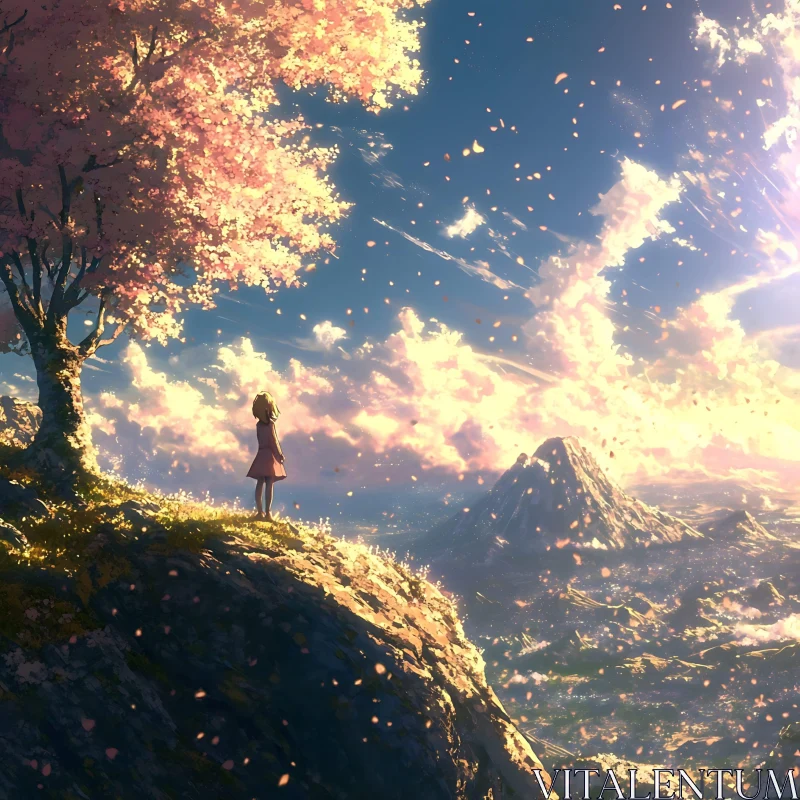 Cliffside Contemplation Anime Style