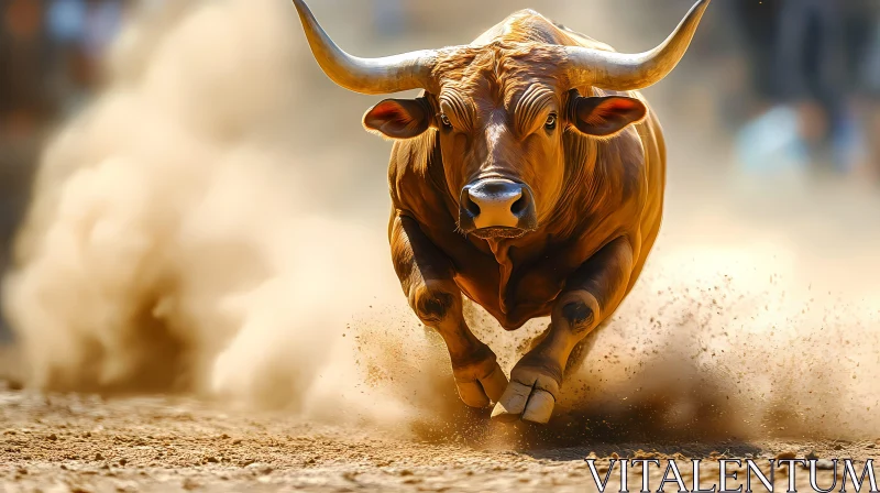 Charging Bull in Motion