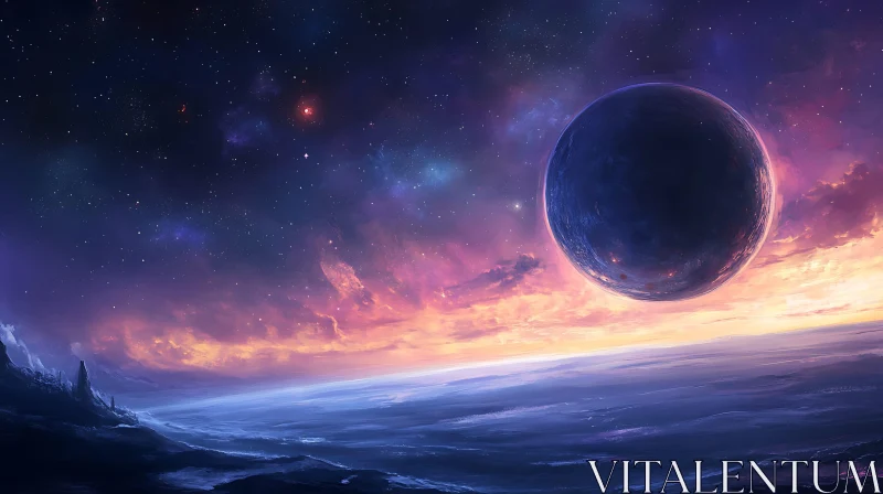 Celestial Planet with Ethereal Cloudscape