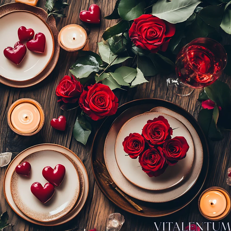 AI ART Valentine's Day Table Decor with Red Roses