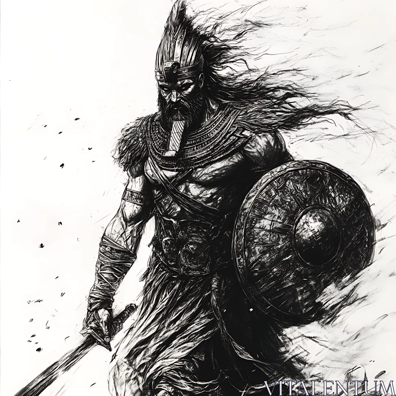 Monochrome Rendering of a Warrior