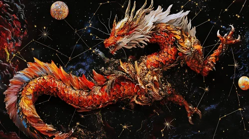 Cosmic Dragon Among Constellations Artwork