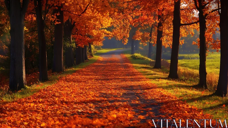 Orange Leaves on Forest Road