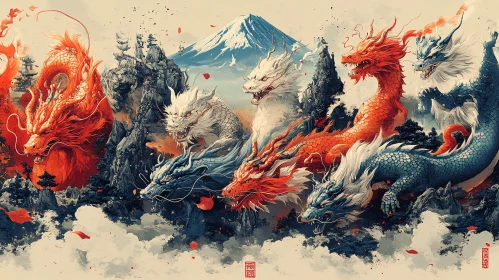 Chromatic Dragons Ascending Mountainous Realm