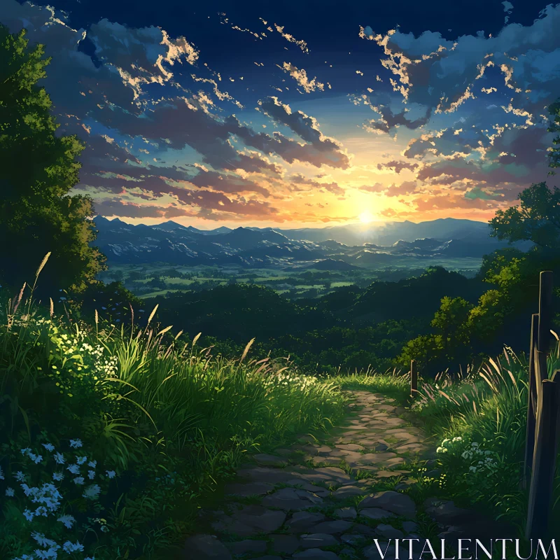 Tranquil Sunset Over Mountain Trail