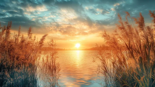 Tranquil Lake at Sunset