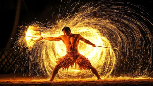 Man Engulfed in Fiery Dance