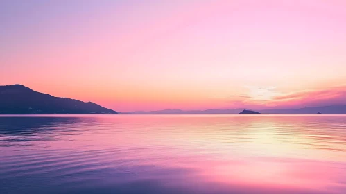 Tranquil Sunset Water and Mountains
