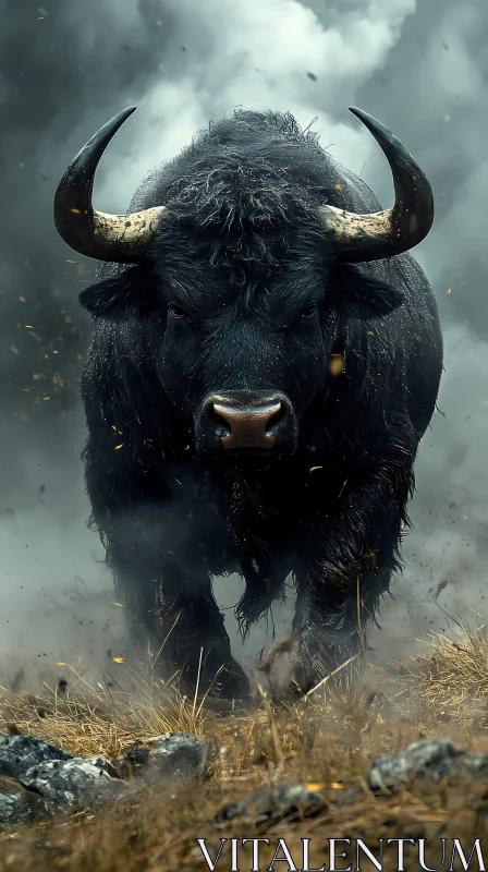 Powerful Bull in Motion